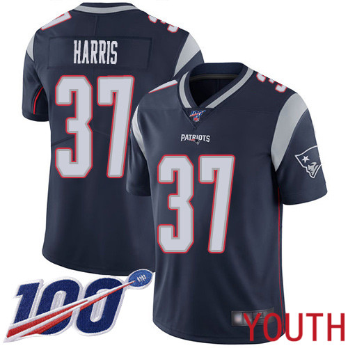 New England Patriots Football #37 100th Season Limited Navy Blue Youth Damien Harris Home NFL Jersey->women nfl jersey->Women Jersey